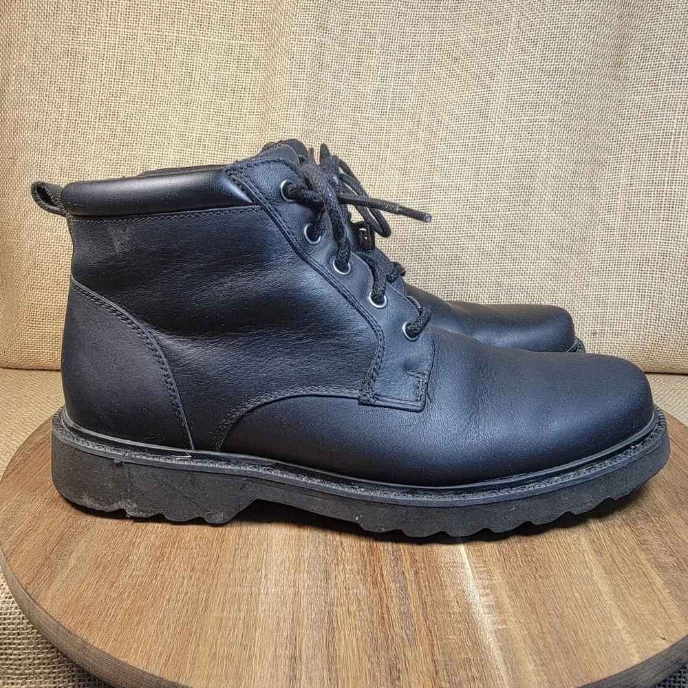 Rockport Hydro Shield Waterproof Chukka Boots Black Leather Lug Sole Men's 8.5 M